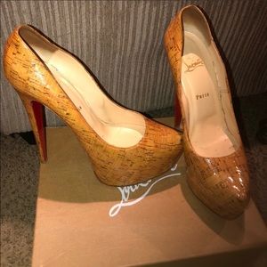 Christian Louboutin size 42 daffodil cork heels
